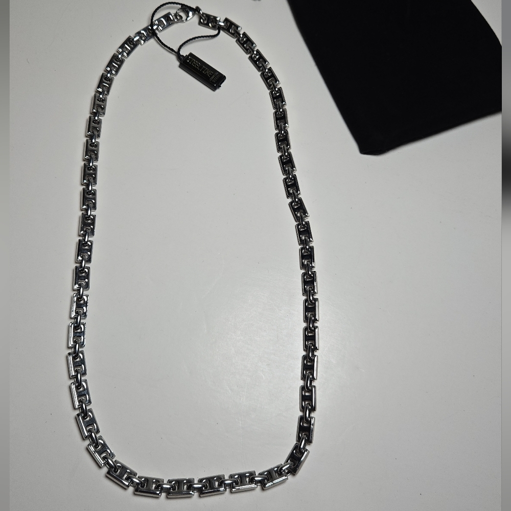 Steeltime Stainless Steel Byzantine Link Necklace - Picture 2 of 5